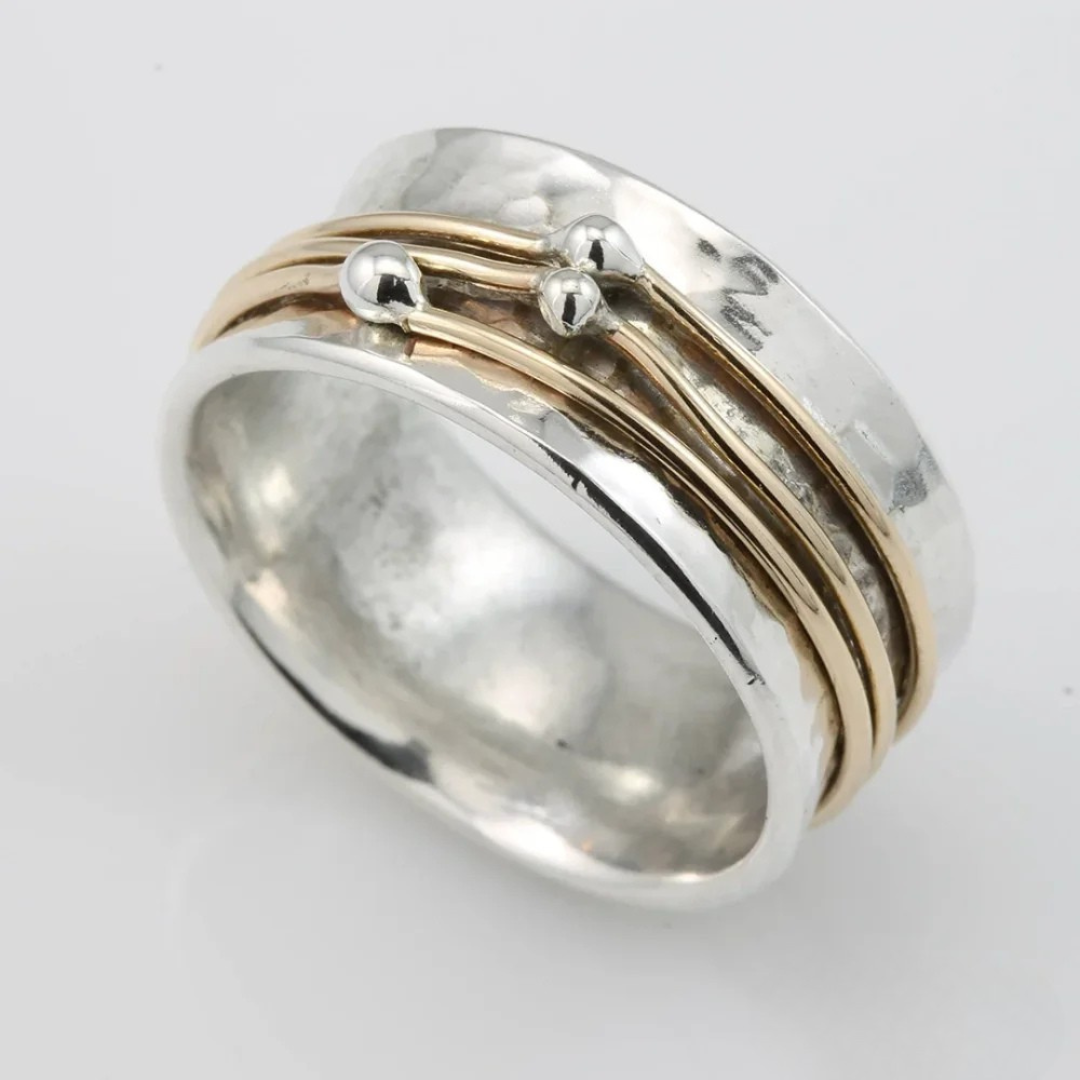 Silver ring with a layer of gold in vintage style