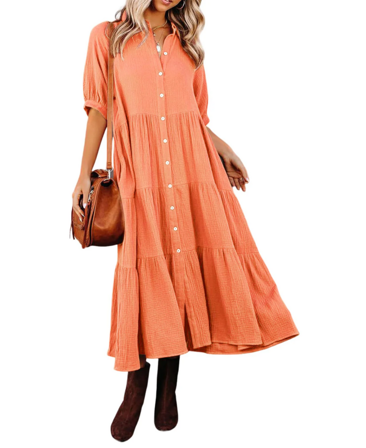 Chloe | Luxurious shirt dress with ruffles