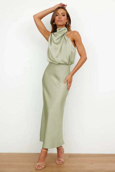 Chloe | Off-shoulder satin dress