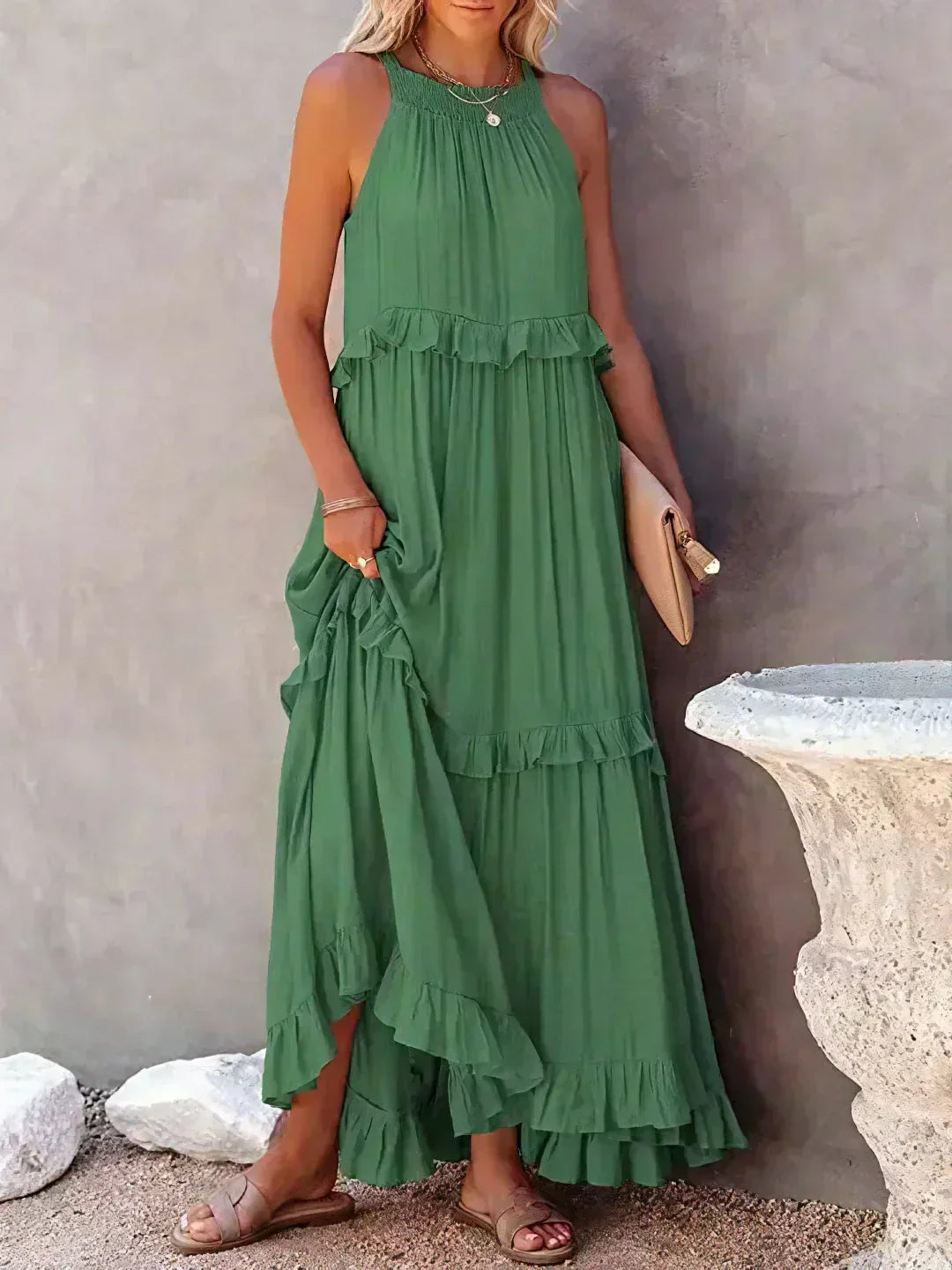 Chloe | Maxi dress with halter neck and ruffles