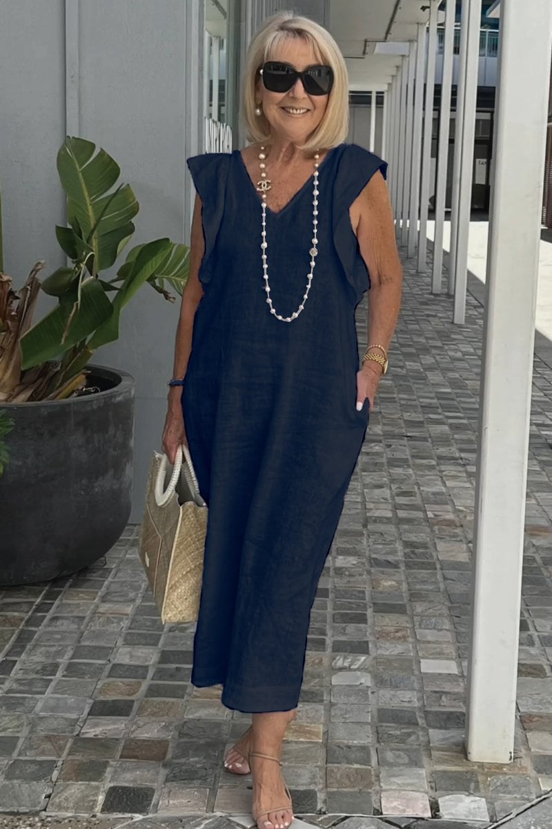 Chloe | Elegant sleeveless dress in cotton linen