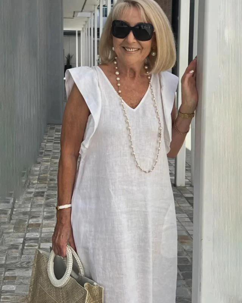 Chloe | Elegant sleeveless dress in cotton linen