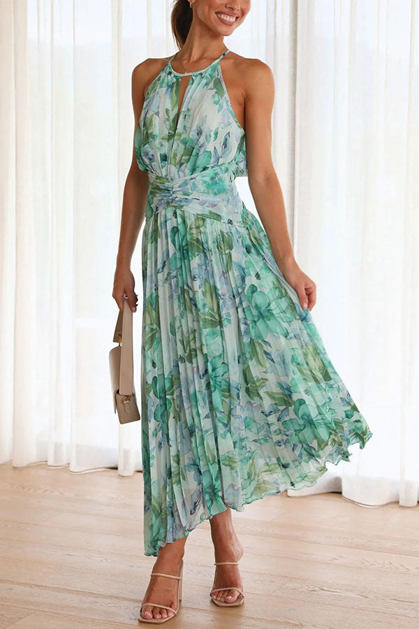 Chloe | Elegant pleated floral midi dress