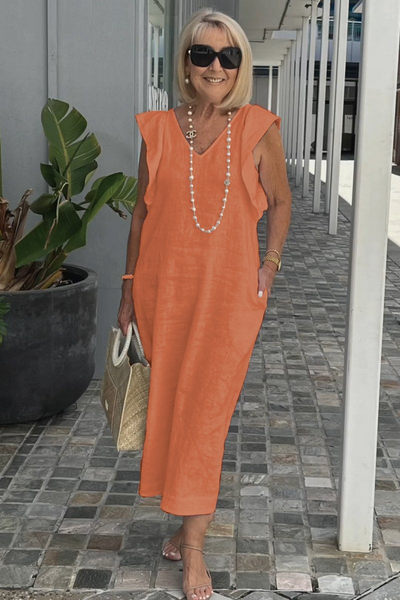Chloe | Elegant sleeveless dress in cotton linen