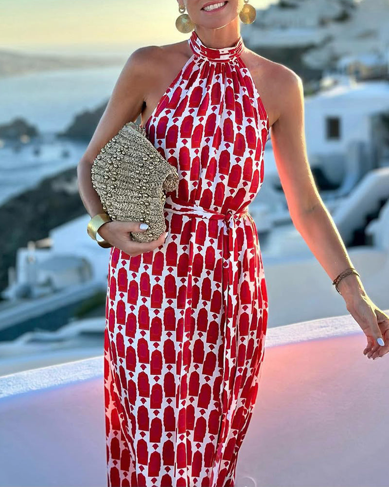 Chloe | Sunset halter neck dress