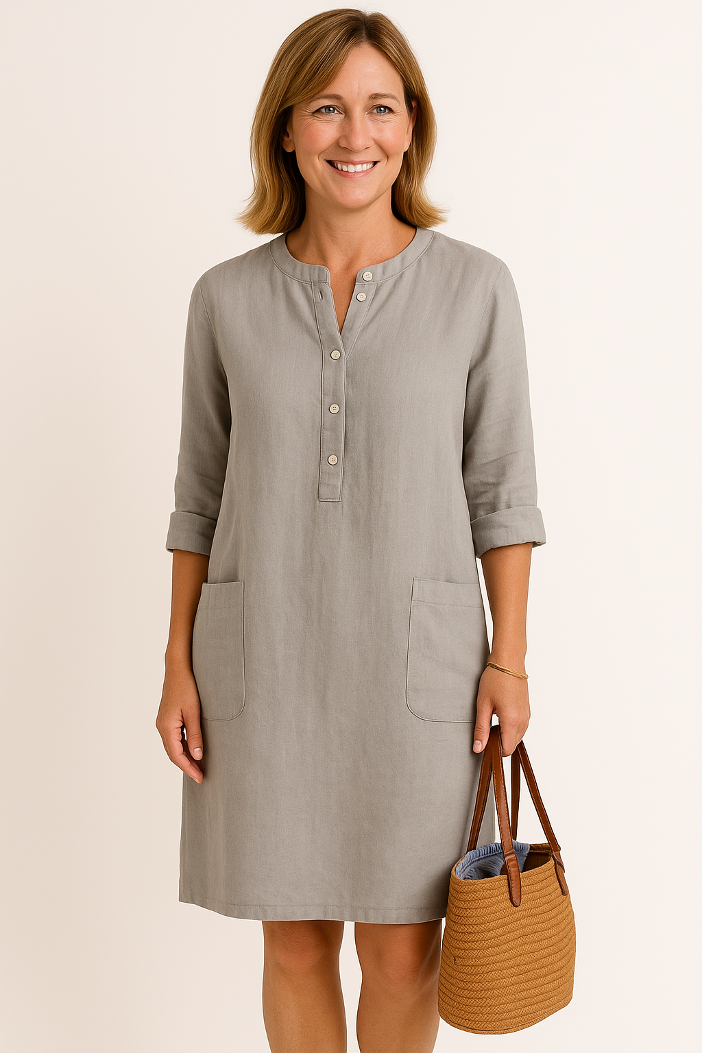 Chloe | Linen dress with long sleeves