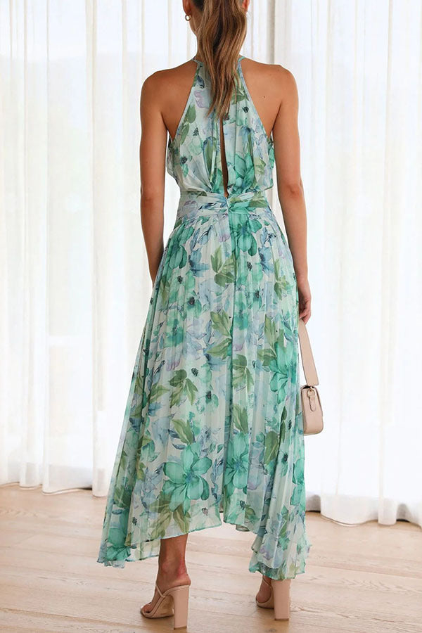 Chloe | Elegant pleated floral midi dress