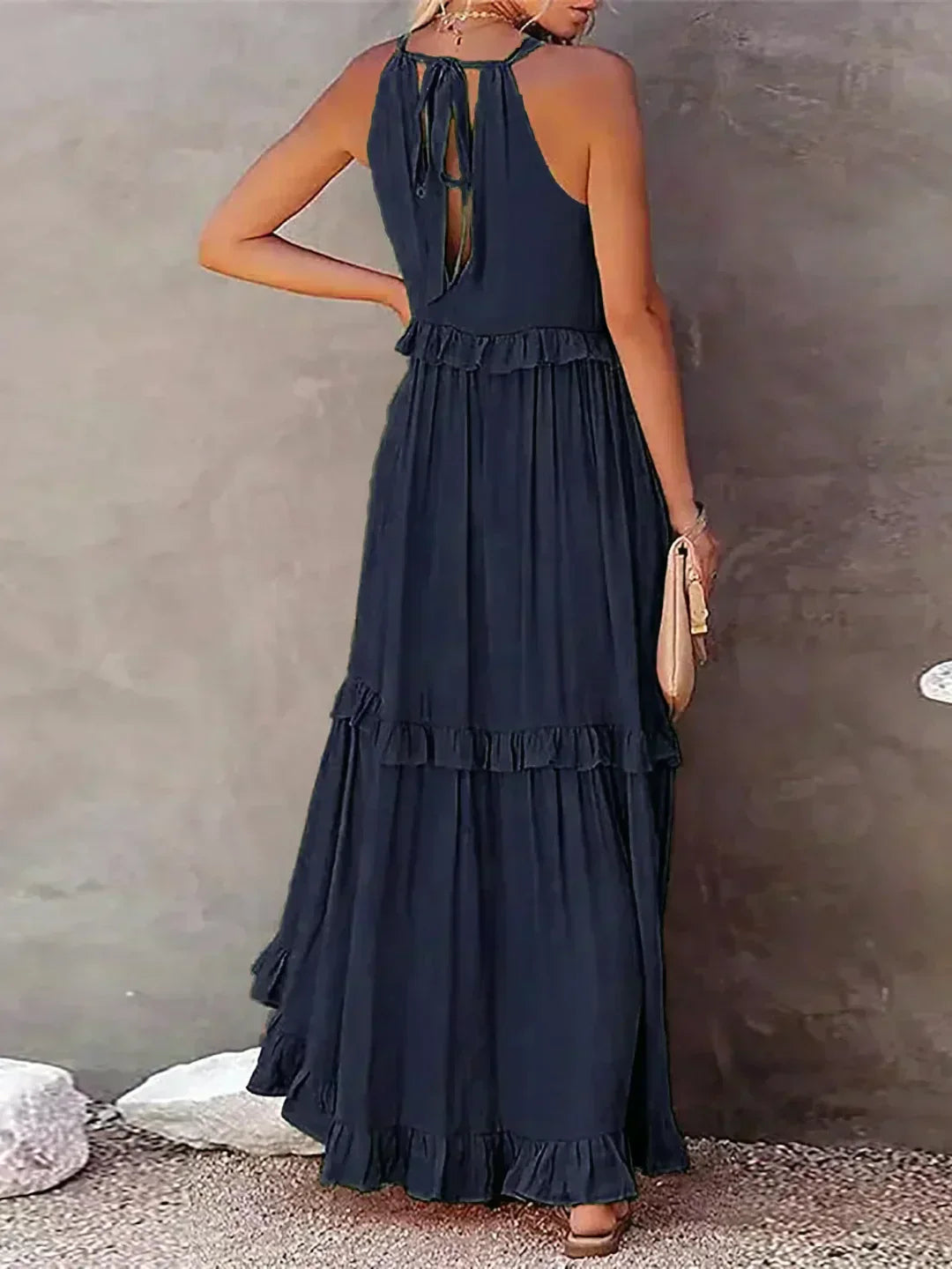 Chloe | Maxi dress with halter neck and ruffles