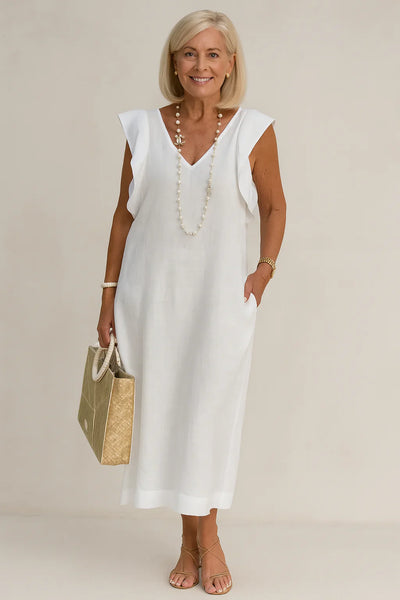 Chloe | Elegant sleeveless dress in cotton linen