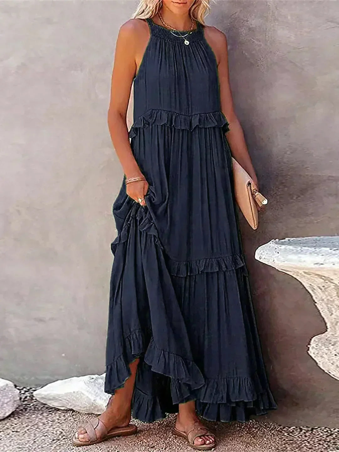 Chloe | Maxi dress with halter neck and ruffles