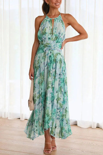 Chloe | Elegant pleated floral midi dress