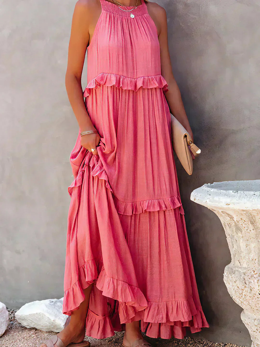 Chloe | Maxi dress with halter neck and ruffles
