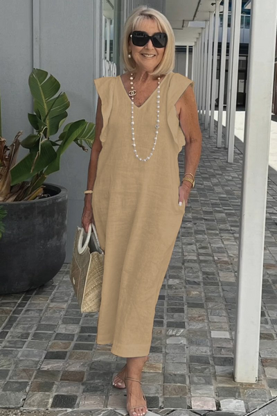 Chloe | Elegant sleeveless dress in cotton linen