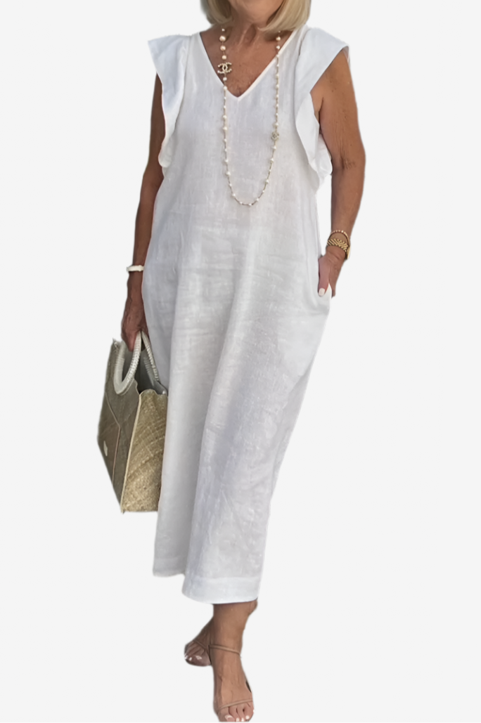 Chloe | Elegant sleeveless dress in cotton linen