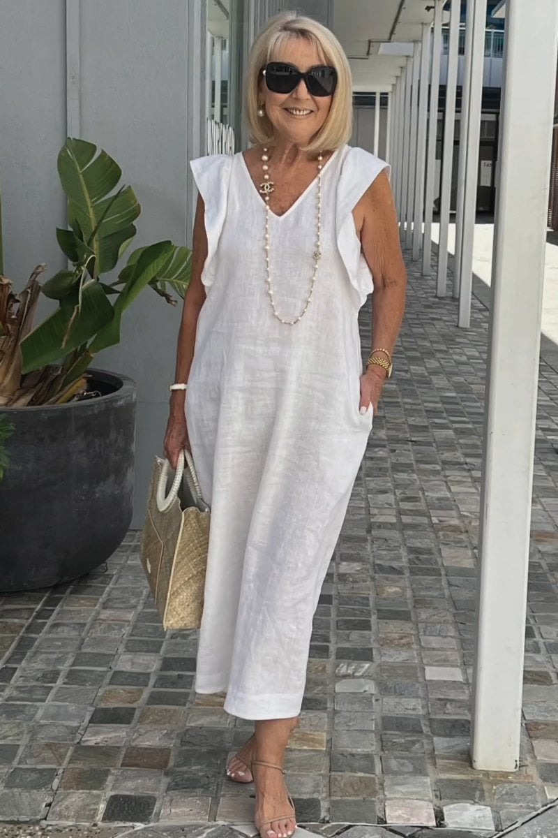 Chloe | Elegant sleeveless dress in cotton linen