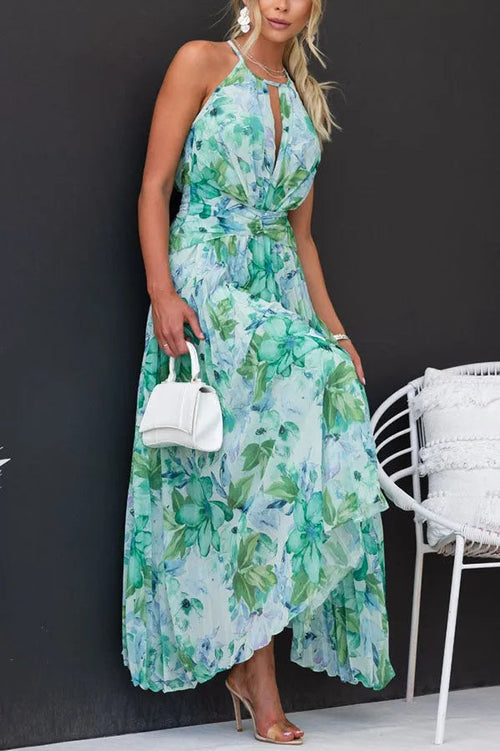 Chloe | Elegant pleated floral midi dress