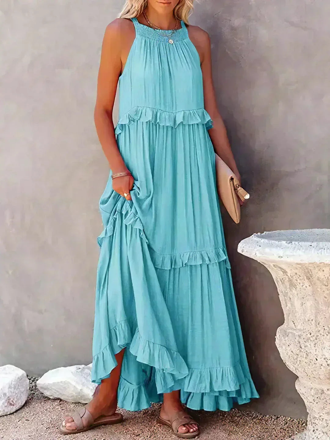 Chloe | Maxi dress with halter neck and ruffles