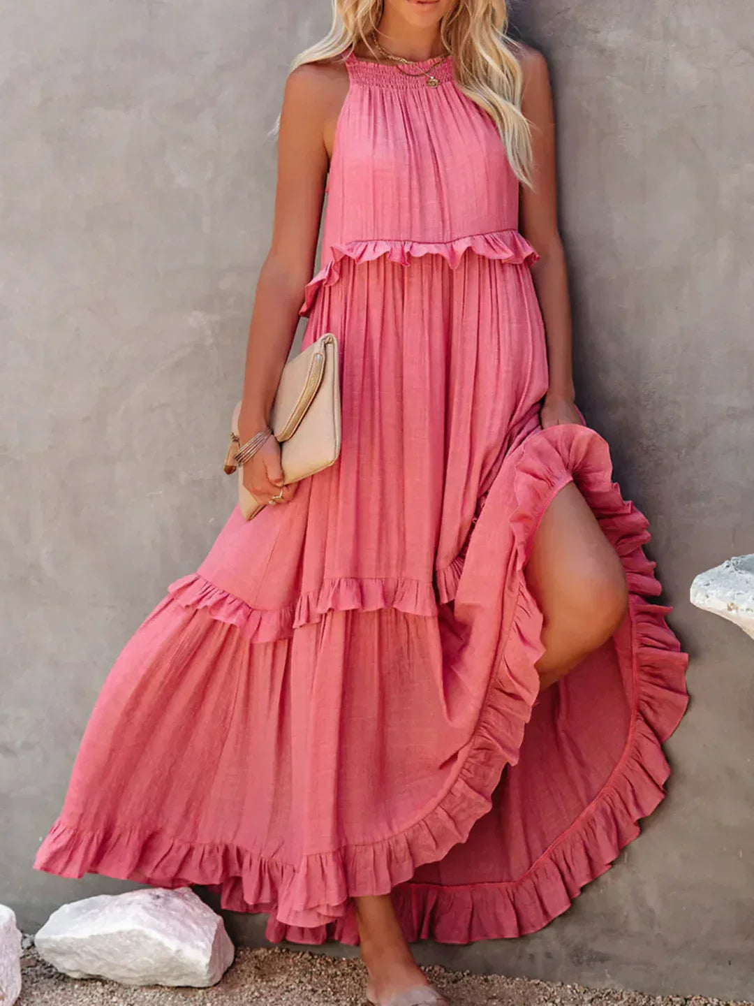 Chloe | Maxi dress with halter neck and ruffles
