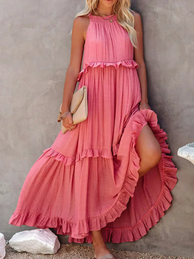 Chloe | Maxi dress with halter neck and ruffles