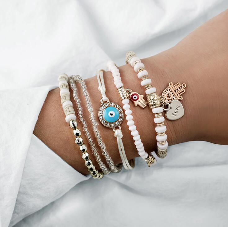 Hamsa bracelet set