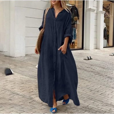 Chloe | Oversized linen shirt dress