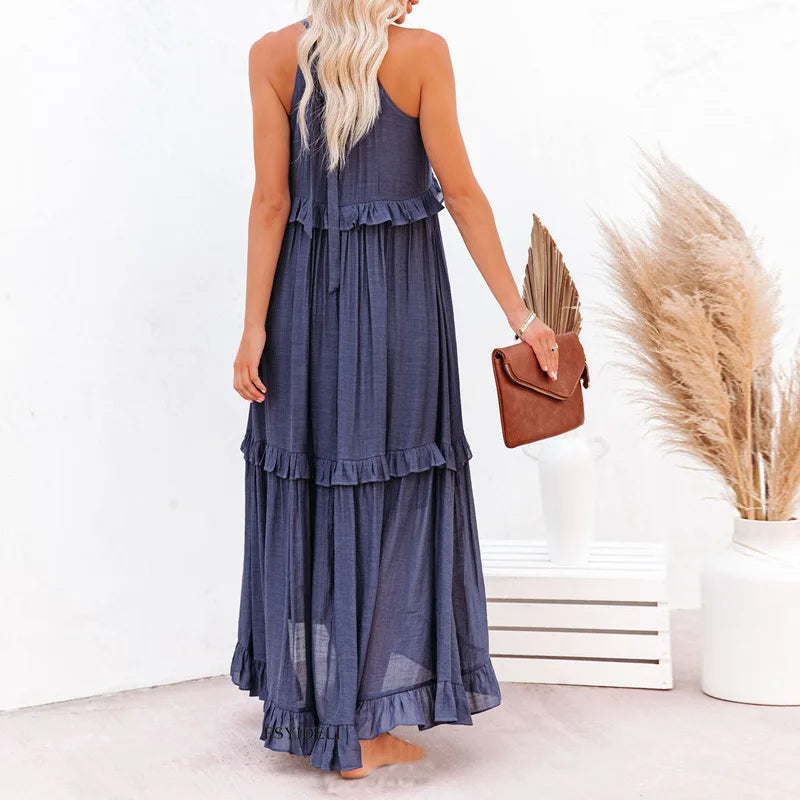 Chloe | Maxi dress with halter neck and ruffles