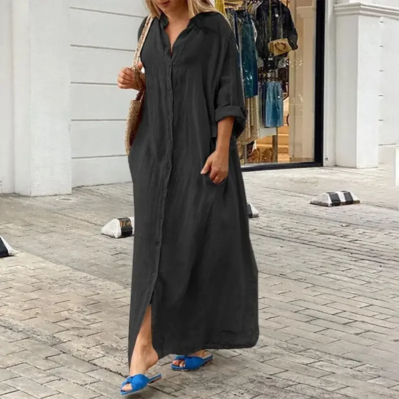 Chloe | Oversized linen shirt dress