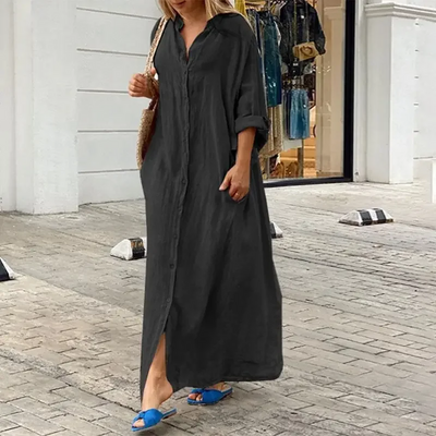 Chloe | Oversized linen shirt dress
