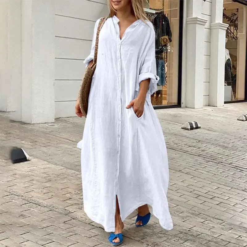 Chloe | Oversized linen shirt dress