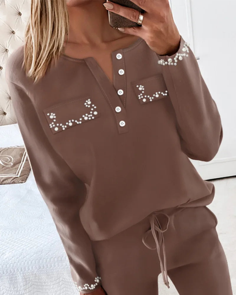 Chloe | Comfy pearled 2-piece set