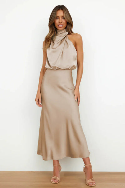Chloe | Off-shoulder satin dress
