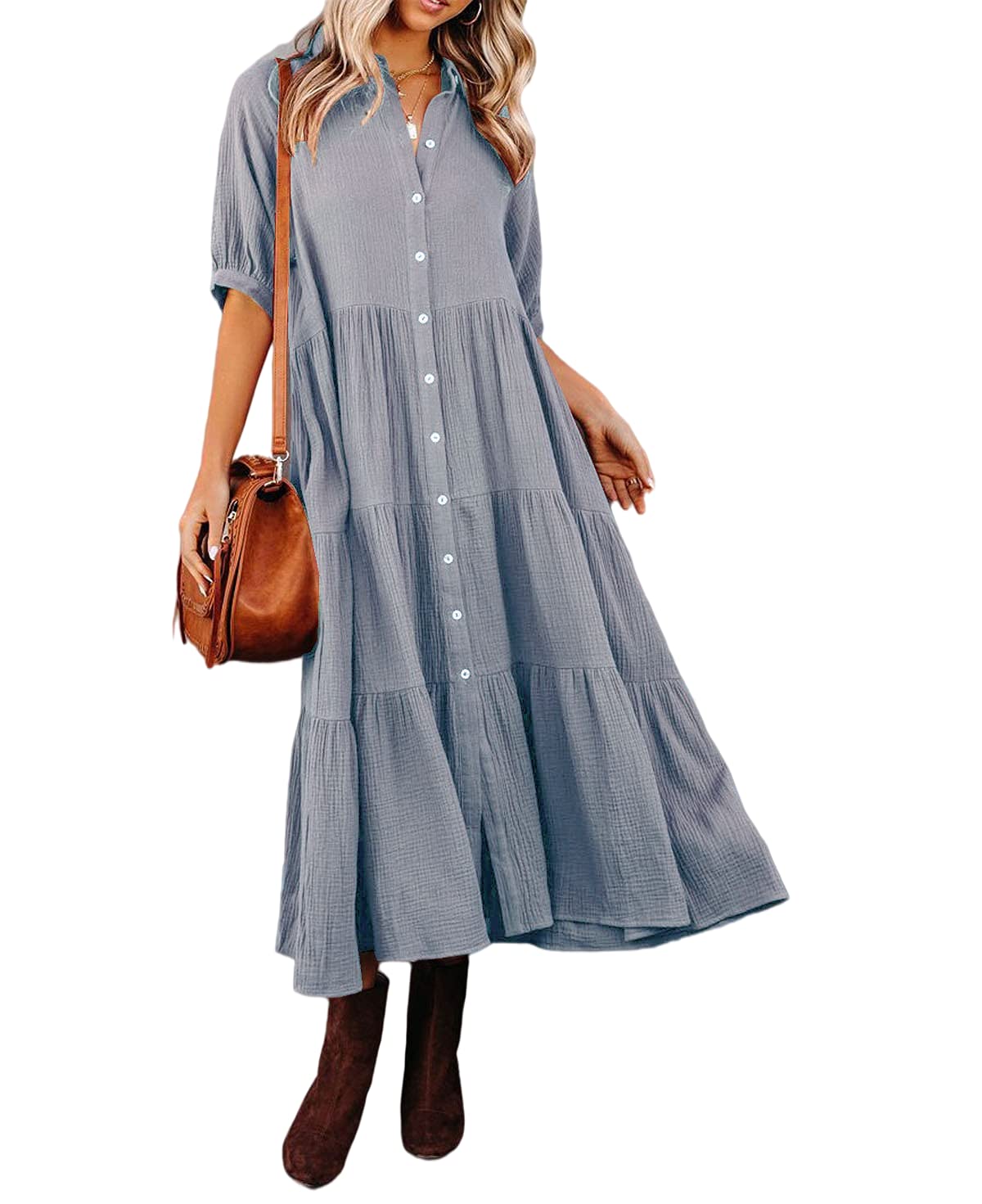 Chloe | Luxurious shirt dress with ruffles