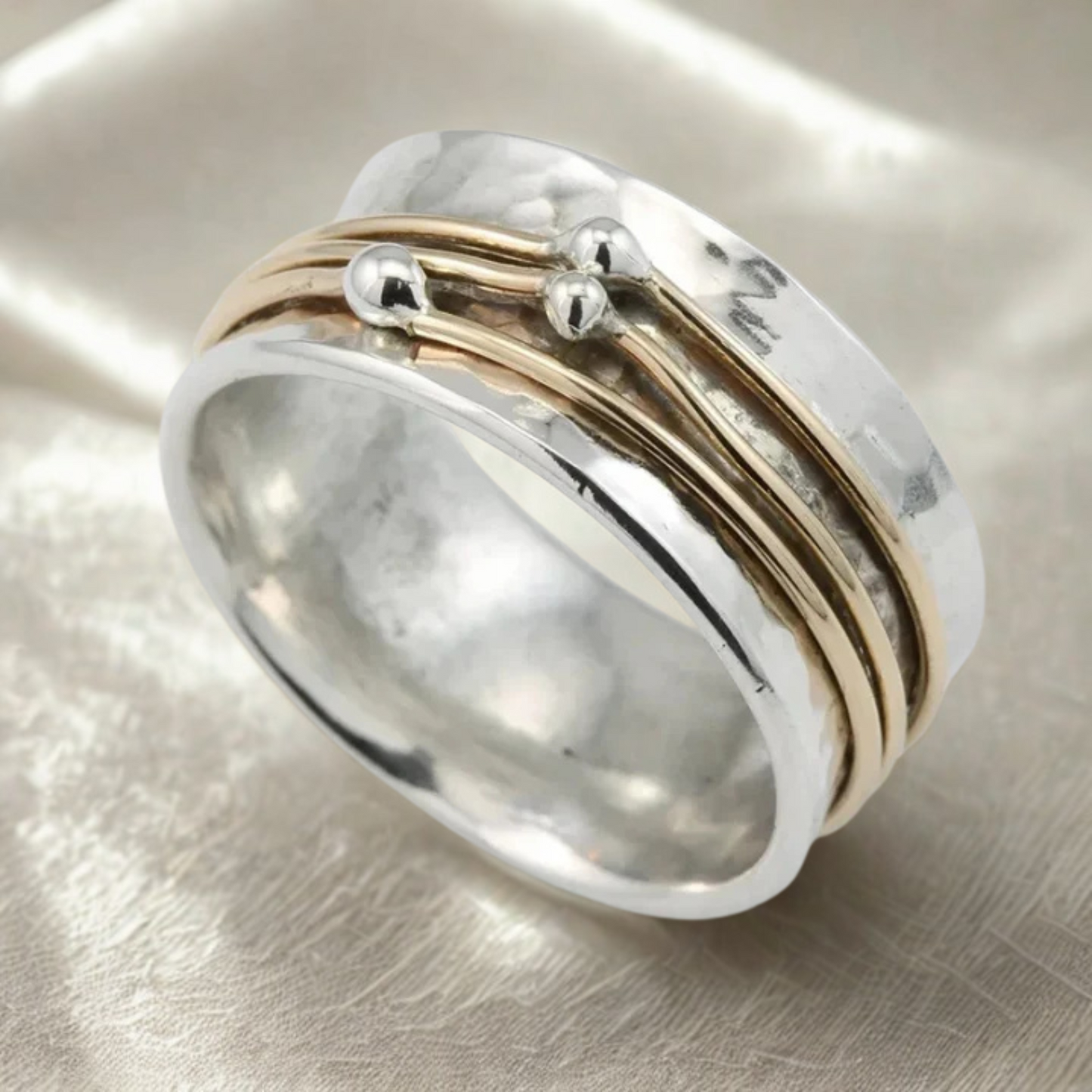 Silver ring with a layer of gold in vintage style