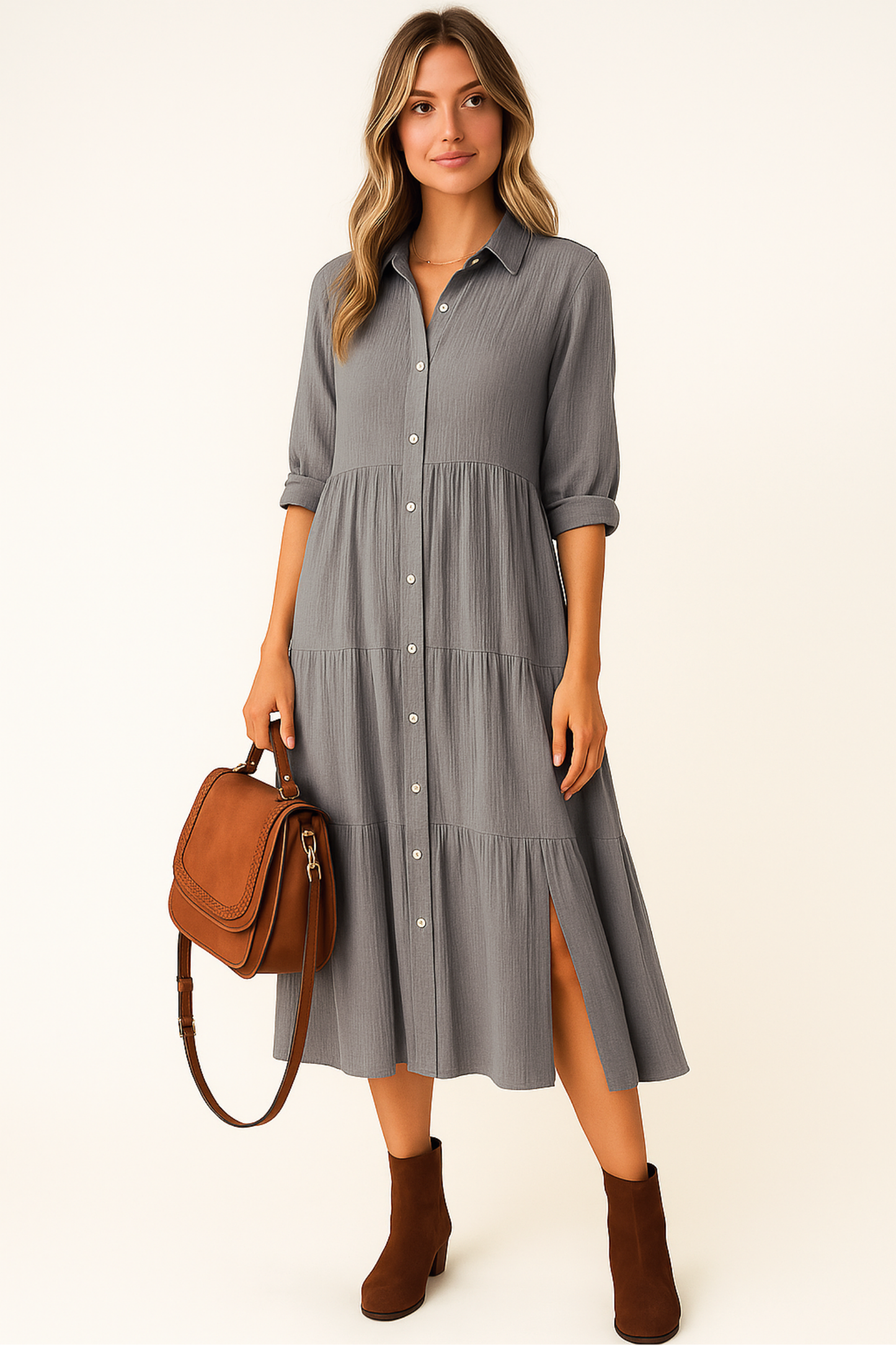 Chloe | Luxurious shirt dress with ruffles