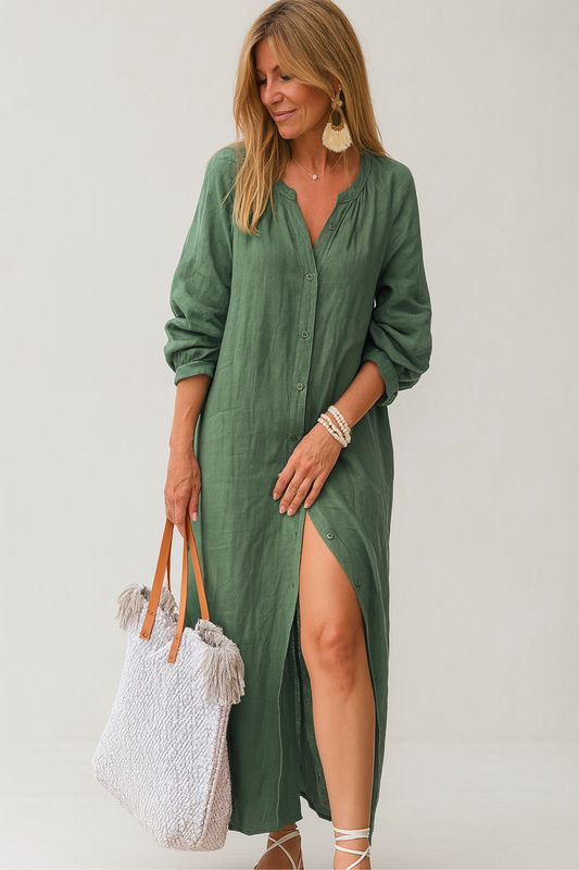 Chloe | Loose linen shirt dress