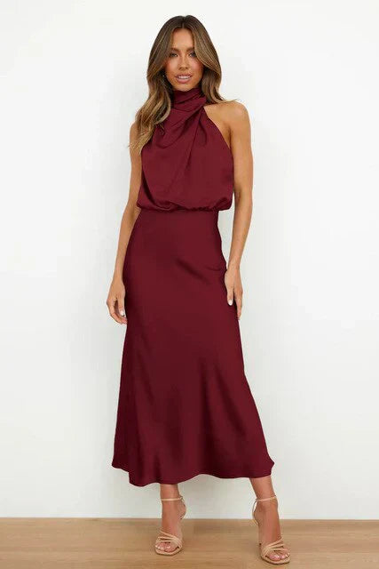 Chloe | Off-shoulder satin dress
