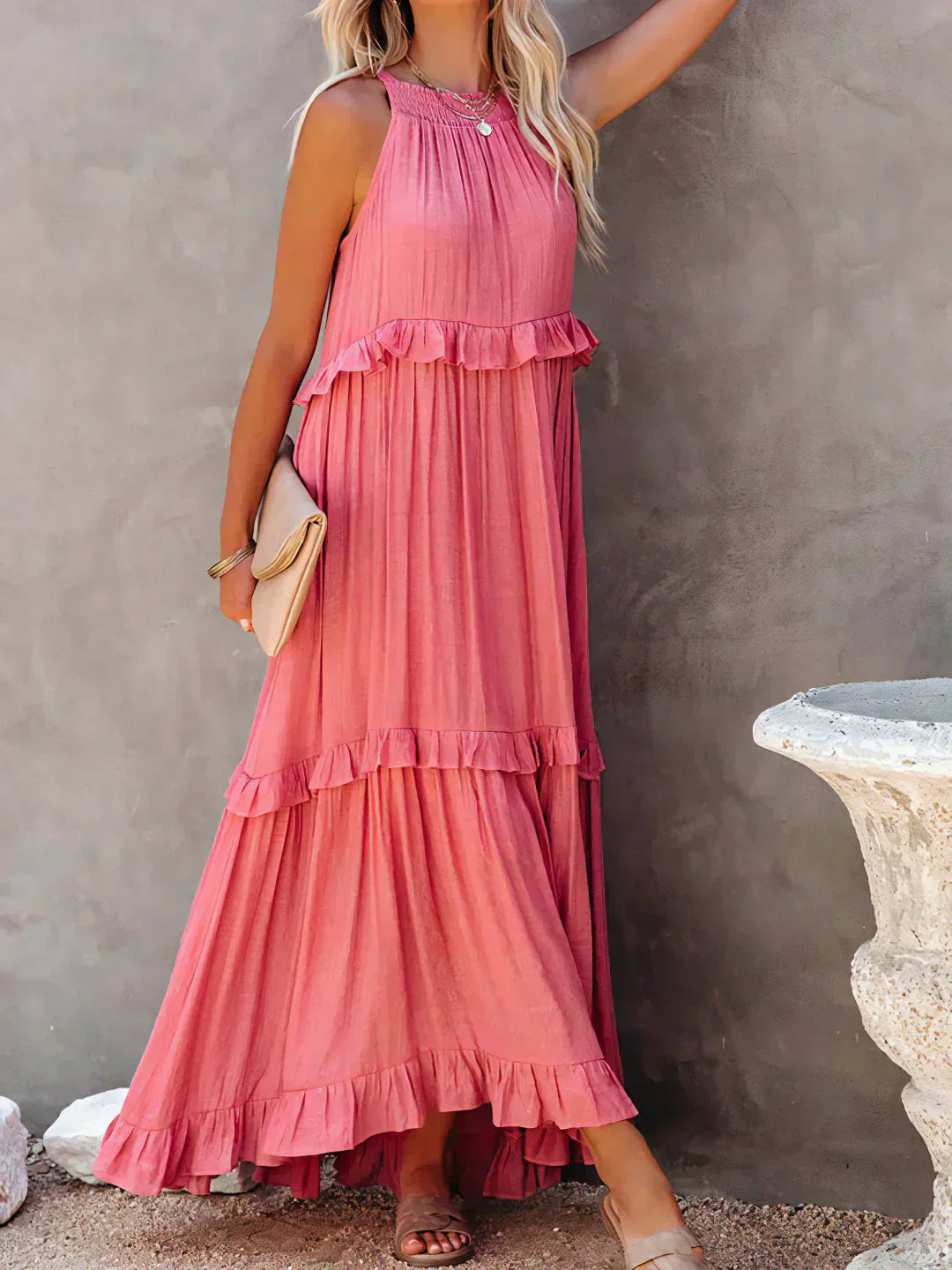 Chloe | Maxi dress with halter neck and ruffles