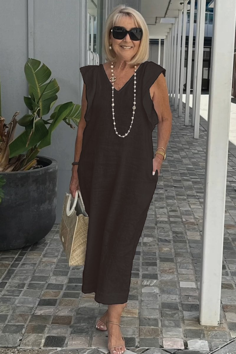 Chloe | Elegant sleeveless dress in cotton linen