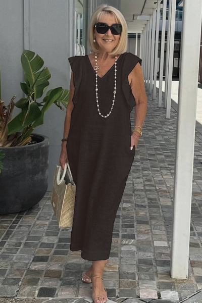 Chloe | Elegant sleeveless dress in cotton linen