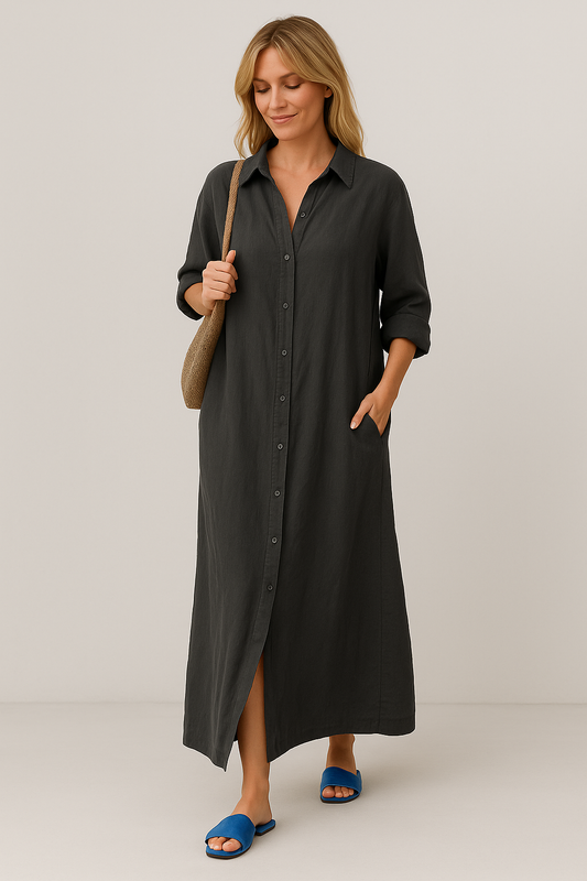 Chloe | Oversized linen shirt dress