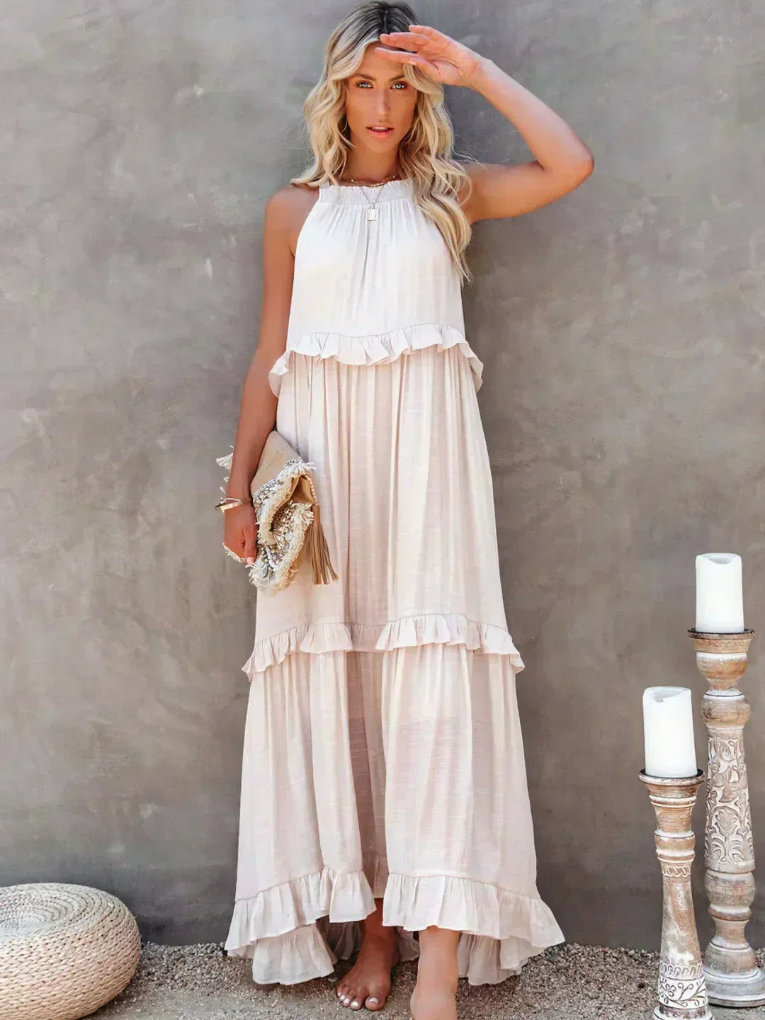 Chloe | Maxi dress with halter neck and ruffles