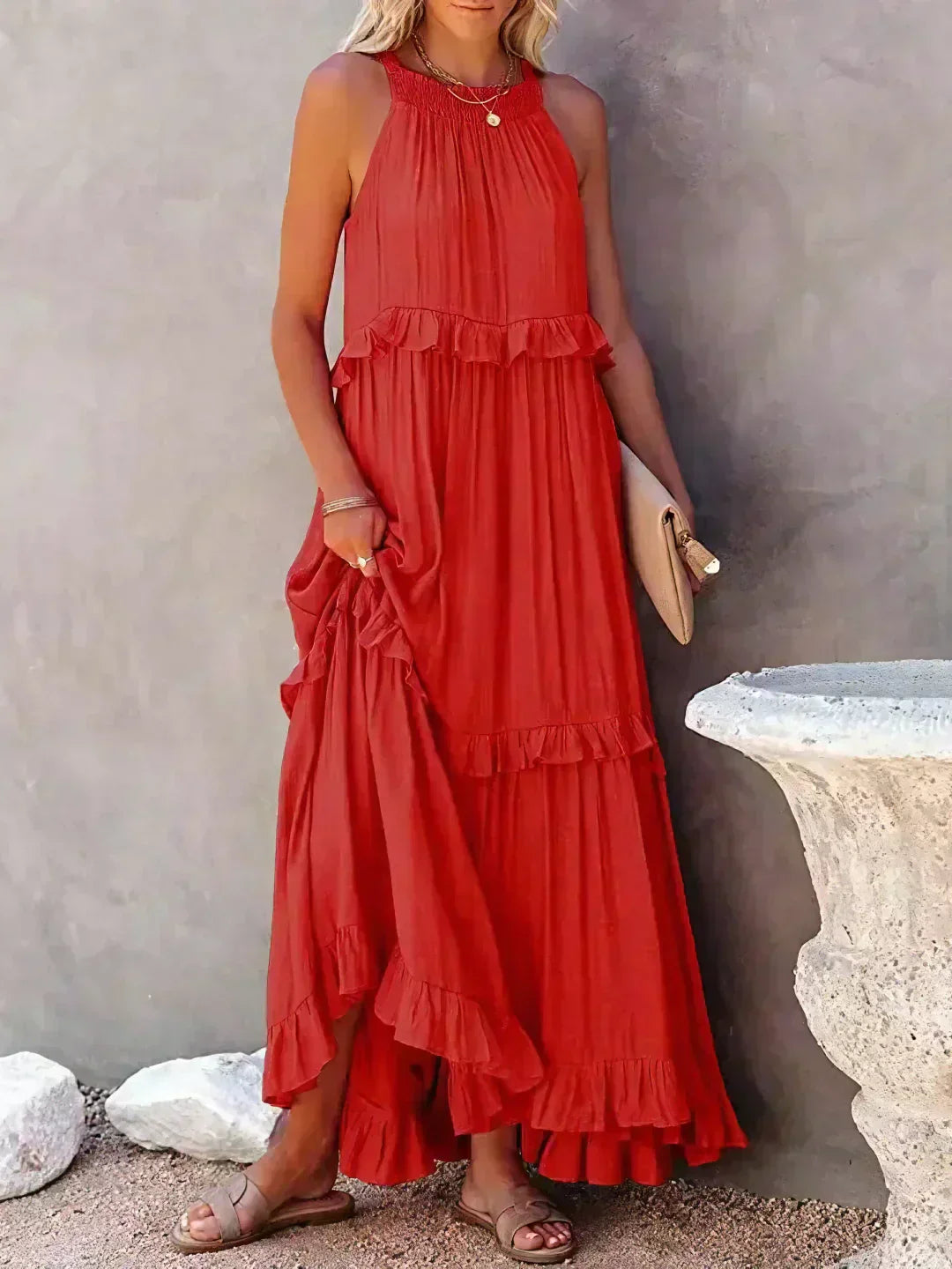 Chloe | Maxi dress with halter neck and ruffles