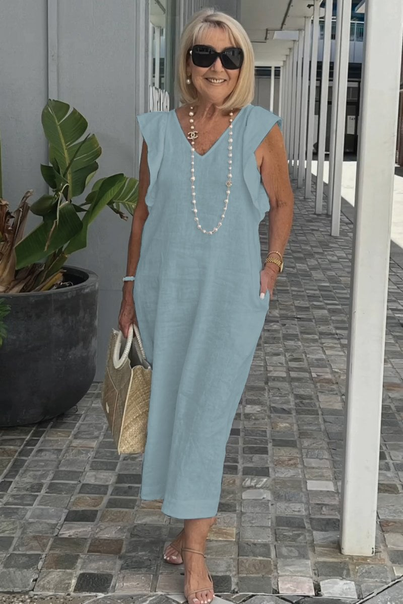 Chloe | Elegant sleeveless dress in cotton linen