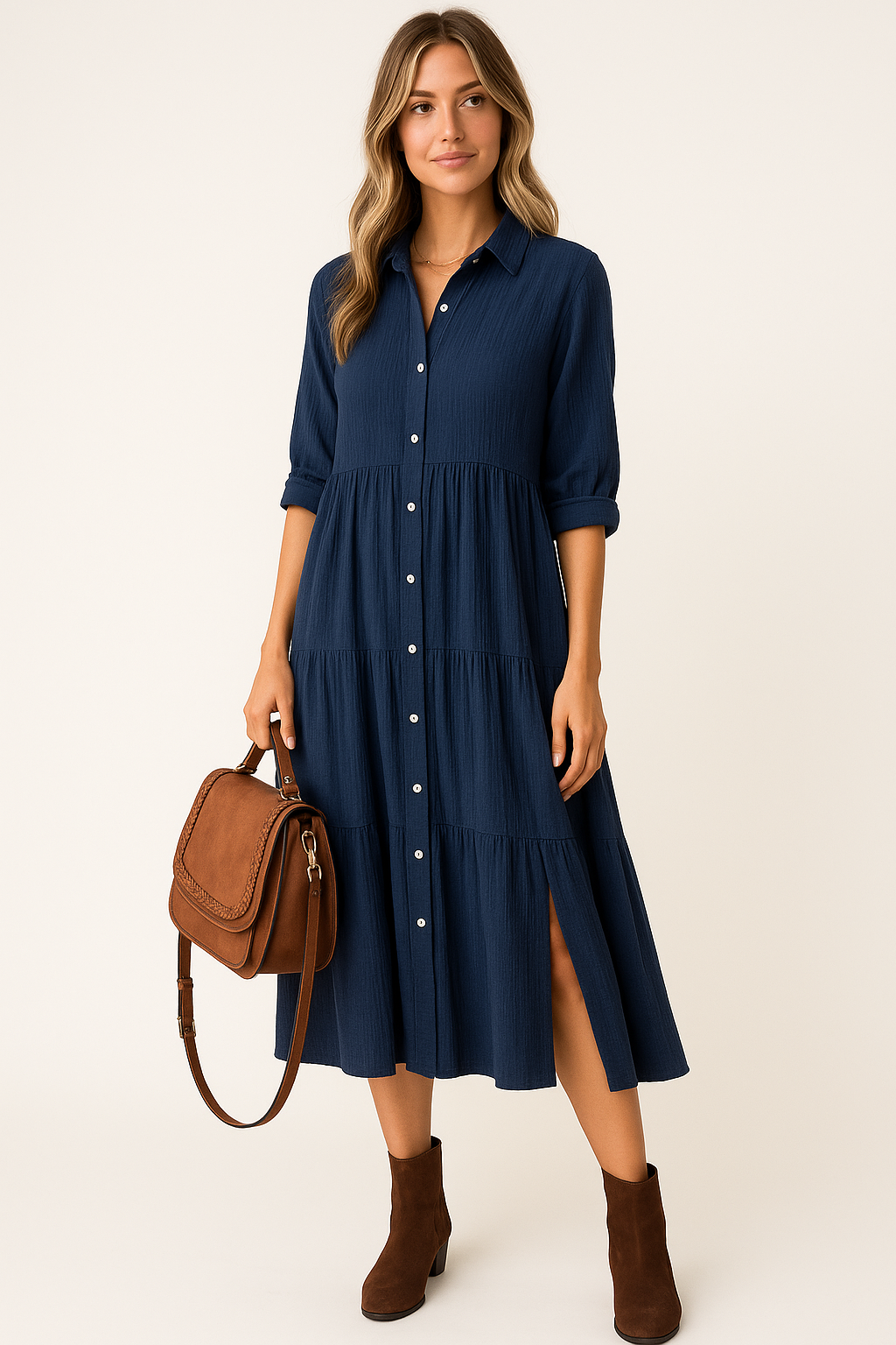 Chloe | Luxurious shirt dress with ruffles