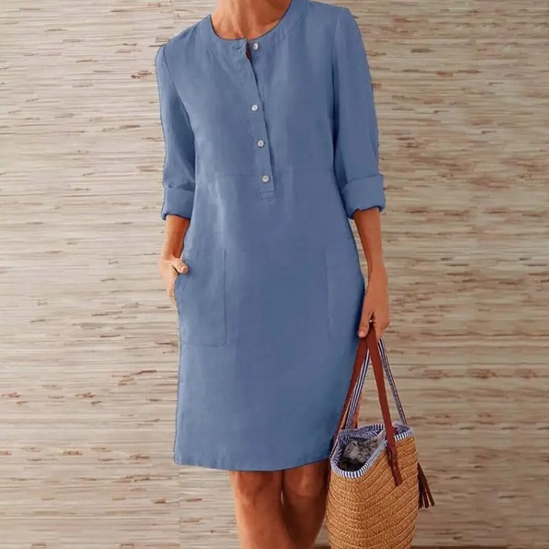 Chloe | Linen dress with long sleeves