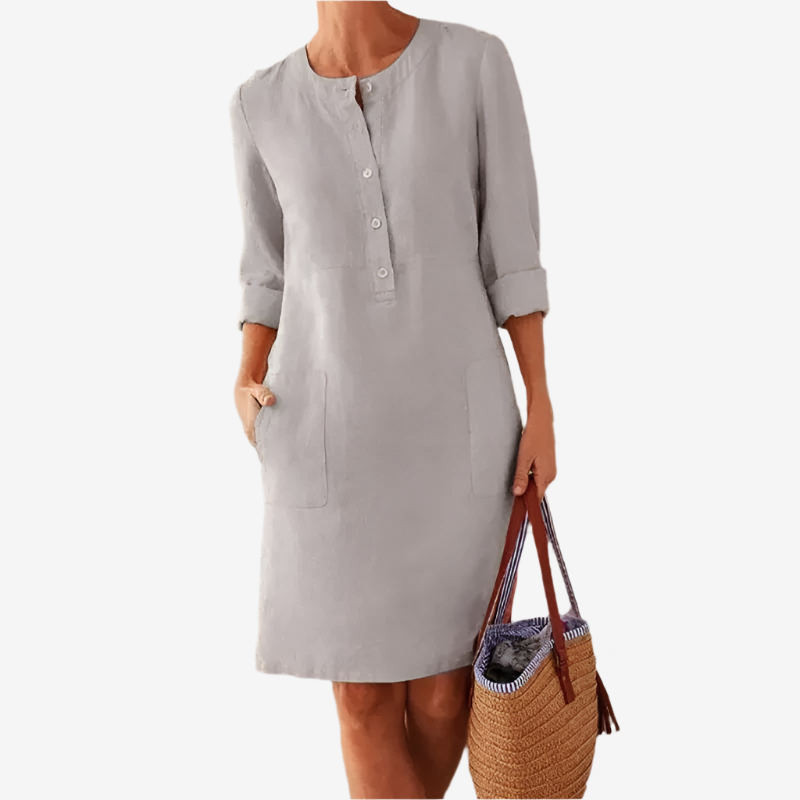 Chloe | Linen dress with long sleeves