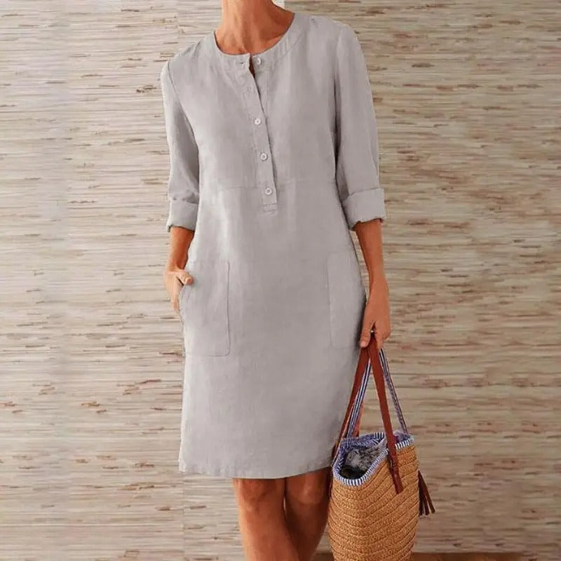 Chloe | Linen dress with long sleeves