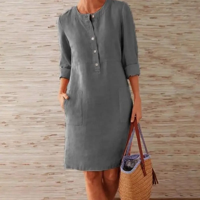 Chloe | Linen dress with long sleeves