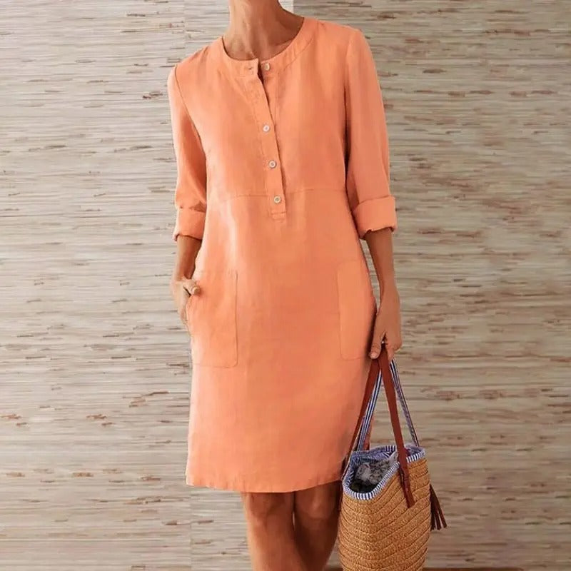 Chloe | Linen dress with long sleeves