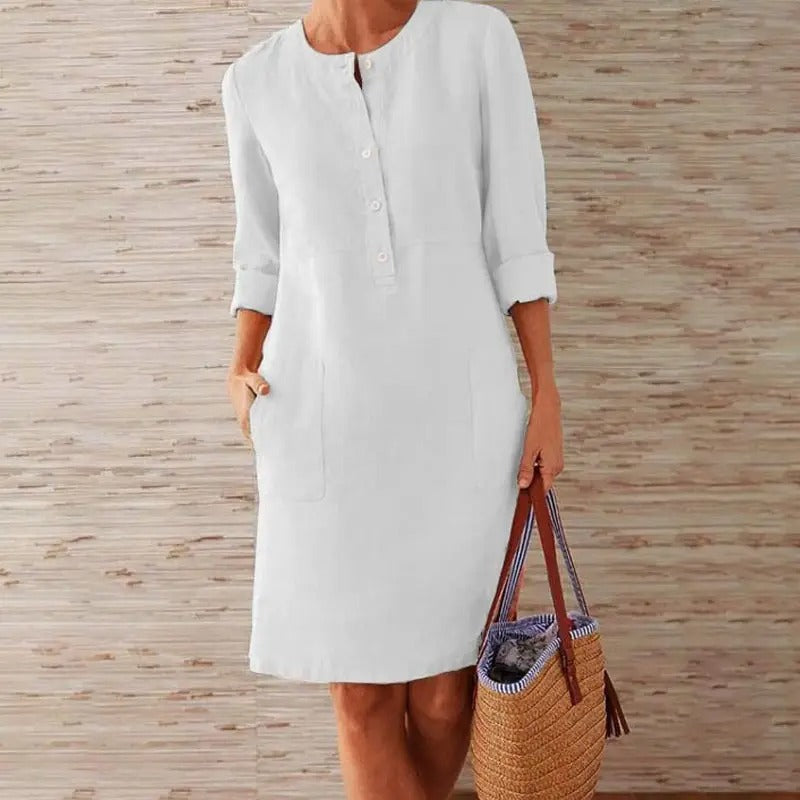 Chloe | Linen dress with long sleeves